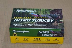 lot 178 image: 10 Remington Nitro Turkey 12 Gauge 2-34 4 Shot Shotshells