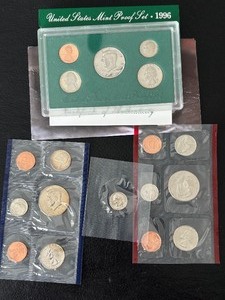 lot 65 image: 1996-S Proof and P&D Mint Sets with Roosevelt W Mint Dime