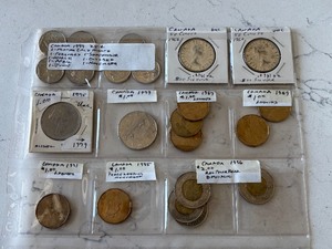 lot 21 image: Canada Quarters, Half Dollars, Dollars, and 2 Dollar Coins