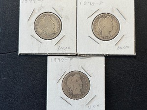 lot 31 image: 1897, 1898, 1899 Barber Quarters