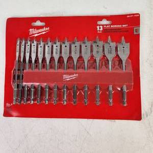New Milwaukee 13 Piece Flat Boring Set 14 Quick Change Hex Shank Storage