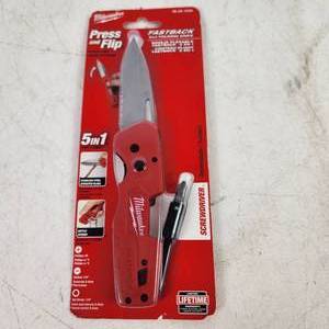 New Milwaukee Press And Flip Fast Back 5 In One Folding Knife Clip On Back 48-22-1540