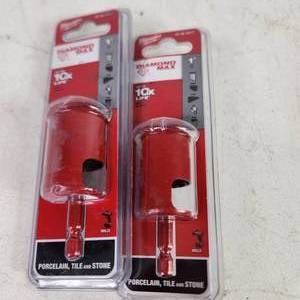 Lot Of Two New Milwaukee Diamond Max Porcelain Tile Stone Hole Saws Red 1 49-56-0517