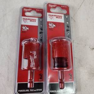 Lot Of Two New Milwaukee Diamond Max Porcelain Tile Stone Hole Saws Red 1 49-56-0517