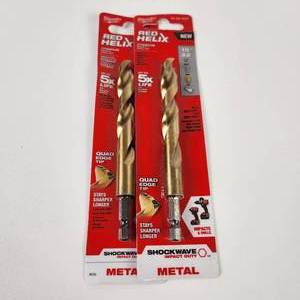 Lot Of Two New Milwaukee Red Helix Titanium Impact Drill Bit 15 32 For Metal 48-89-4627