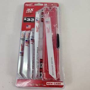 New Milwaukee 10 Piece Sawzall Blade Set With Plastic Case 49-22-1110