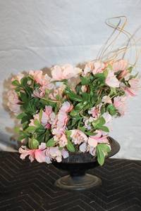lot 146 image: Artificial Floral Arrangement in Decorative Metal Vase