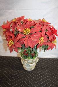 lot 150 image: Artificial Poinsettia with Decorative Pot - 14 Inches