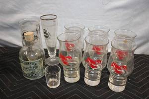 lot 152 image: Assorted Vintage Glassware Set with Shot and Beer Glasses