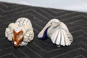 lot 170 image: Set of 2 Handcrafted Animal Figurines - Pelican and Ram