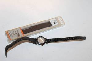 lot 235 image: Timex Womens Watch with Black Leather Strap and Original Packaging