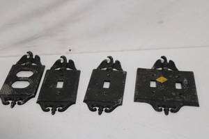 lot 247 image: Set of 4 Cast Iron Eagle Design Switch Plate Covers