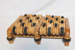 lot 270 image: Wooden Foot Massager Roller with Dual Spin Design