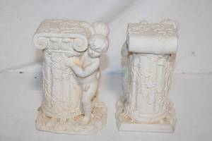 lot 274 image: Pair of Cherub-Themed Decorative Plaster Bookends