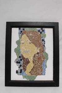 lot 304 image: Framed Mosaic Portrait Artwork with Black Frame