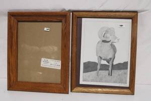 lot 310 image: Framed Pencil Sketch of Bighorn Sheep by John Tram 2000