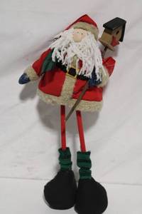 lot 314 image: Santa Claus Holiday Dcor with Birdhouse Staff - 18 Inches