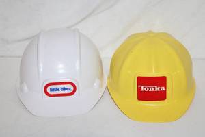 lot 327 image: Set of 2 Childrens Construction Hard Hats by Little Tikes and Tonka
