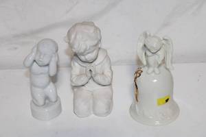 lot 332 image: Set of 3 Porcelain Figurines Including Praying and Angel Design