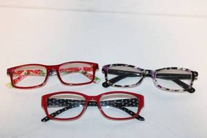 lot 346 image: Collection of 3 Stylish Reading Glasses with Floral and Polka Dot Designs