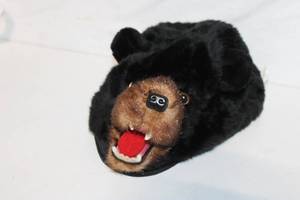 lot 347 image: Wild Black Bear Plush Animal Slippers