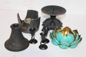 lot 400 image: Collection of Assorted Metal Candle Holders