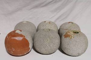 lot 406 image: Set of 6 Decorative Stone-Look Spheres with Textured Surface