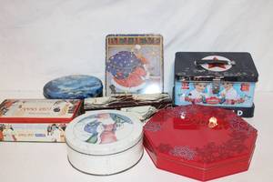 lot 407 image: Assorted Vintage and Decorative Tin Boxes Collection