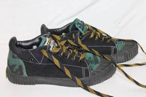 lot 420 image: Pair of Guts Camo Canvas Sneakers with Yellow and Black Laces