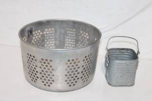 lot 439 image: Set of 2 Vintage Galvanized Metal Buckets with Perforated Design