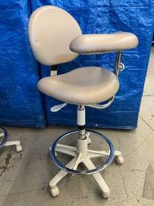 lot 7 image: MSRP $1250 Brewer Dental Assistant Stool WLeft Support, Foot Ring & 18x18 Seat Cushion - Great Condition See Pics 