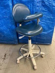 lot 9 image: MSRP $1250 Brewer Dental Assistant Stool WLeft Support, Foot Ring & 18x18 Seat Cushion - Great Condition See Pics 
