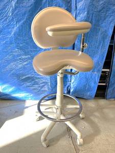 lot 24 image: MSRP $1600 Brewer Dental Assistant Stool WLeft Support, Foot Ring &&nbspLuxurious Ultraleather Saddle Seat, (high-end faux leather upholstery&nbspdesigned to mimic the lookfeel of fine European calfskin)&nbspGreat Condition See Pics 