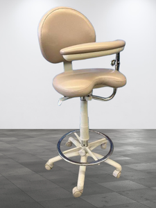 lot 1 image: MSRP $1600 Brewer Dental Assistant Stool WLeft Support, Foot Ring &&nbspLuxurious Ultraleather Saddle Seat, (high-end faux leather upholstery&nbspdesigned to mimic the lookfeel of fine European calfskin)&nbspGreat Condition See Pics 