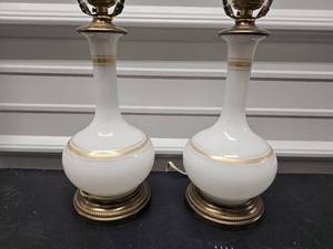 Vintage White Genie Bottle Table Lamps, pair