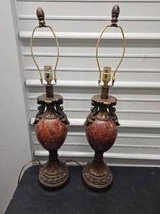 Tuscan Pineapple Bulb Table Lamp Pair
