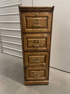Classic Oak Wood 4-Drawer Filing Cabinet