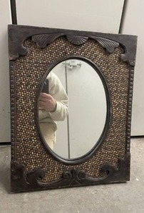Stylish Oval Wall Mirror with Reclaimed Antique Molding