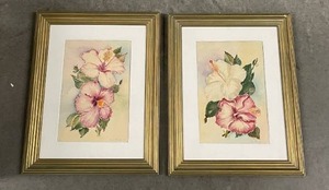 SIGNED Incredible Vintage Botanical Watercolor Pair - E. Schupp - 1954