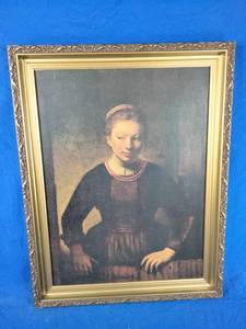 lot 35 image: Rembrandt  Young Woman at an Open Half-Door  Date 1645 Lithograph Copy