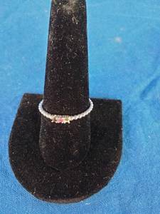 lot 78 image: Sterling Silver Genuine Birthstone 3-Stone Beaded Ring - Size 10 - Needs Repair