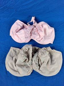lot 74 image: Glamorise Wonderwire Front-Close T-Back Bra - 38 H - Pink & Cafe