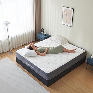lot A-478 image: Queen Mattress, 10 Inch Queen Size Hybrid Mattress in a Box with Independent Spring, Soft and Comfortable, Pressure Relief, Medium Firmness, CertiPUR-US Certified