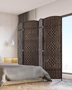 lot B-295 image: JOSTYLE Room Divider 4 Panel Room Divider Wall, 6ft Tall Divider for Room Separation, Folding Privacy Screen Panel, Portable Room Divider Panel, Freestanding Partition Screen, Chestnut Brown