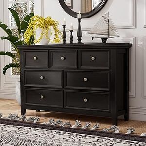 lot B-457 image: Dresser for Bedroom, Black 7 Chest of Drawers, Modern7 Drawers Dresser for Living Room, Storage Dressers Cabinet for Bedroom, Home Office