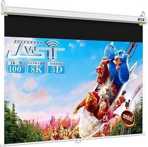 lot E-423 image: Projector Screen Pull Down, JWSIT 100 inch Manual Pull Down Projector Screen-Upgraded 3 Layers PVC 169 Auto-Locking Retractable Projector Screen for Movie Home Theater Cinema Office Video Game