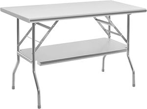 lot H-403 image: HALLY Stainless Steel Folding Table 24 x 48 Inches, NSF Commercial Portable Prep & Work Table, Heavy Duty Table with Undershelf for Outdoor Camp Picnic Party Restaurant, Home and Hotel