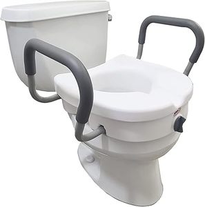 lot M-434 image: Carex E-Z Lock Raised Toilet Seat With Handles, 5 Toilet Seat Riser with Arms, Handicap Raised Toilet Seat For Seniors and Elevated Toilet Seat