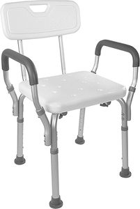 lot M-449 image: Vaunn FSAHSA Eligible Medical Shower Chair Bath Seat with Padded Arms, Removable Back and Adjustable Legs for Bathtub Safety and Supports Weight up to 350 lbs