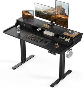 lot O-271 image: ErGear Electric Standing Desk with Drawers, 48 x 24 Gaming Desk with Monitor Stand, C-Clamp Mount Compatible, Home Office Height-Adjustable Desk with Storage Shelf